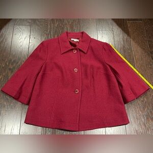 Pendleton Women Size 2XL Wool Button Blazer 3/4 Sleeve Burgundy Classic Holiday